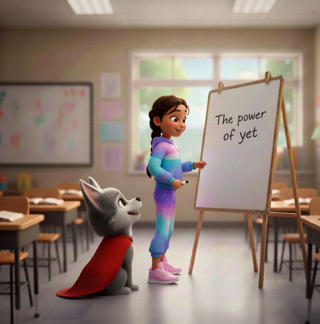 Focused Silver page: Silver says I cannot skateboard yet, and Marianna explains the power of yet