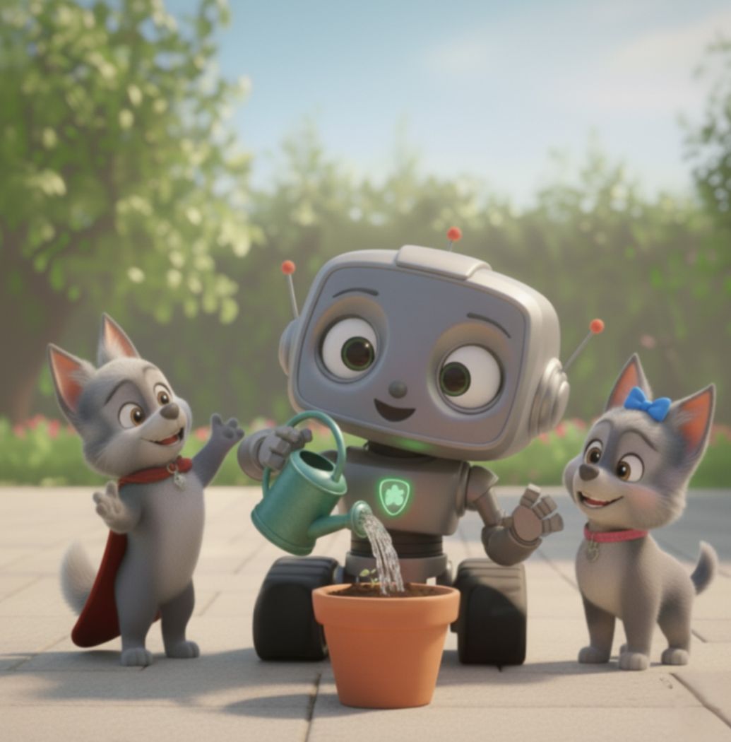 Silver and the Forgetful Robot page: Silver explains when to water a memory: the next day, three days later, a week later, then two weeks later