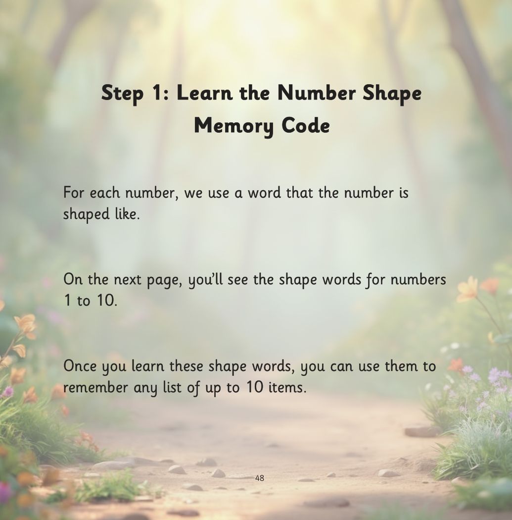 Silver and the Forgetful Robot page: The Number Shape Method: pencil, swan, butterfly wings, sailboat, hook and more