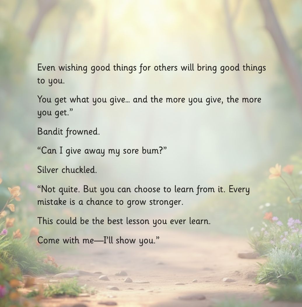 Sharing Silver page: Silver tells Bandit that the more you give, the more you get