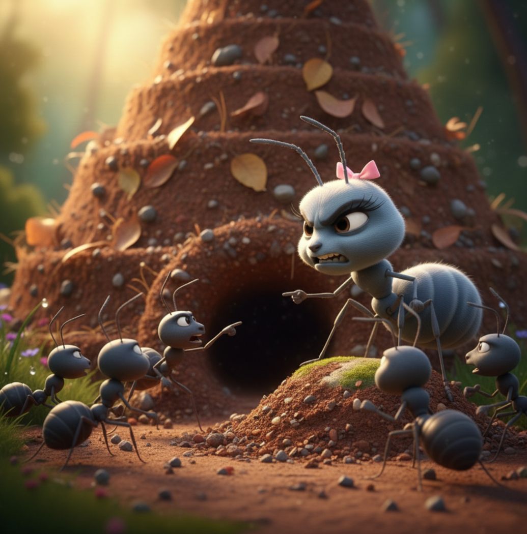 Sharing Silver page: Angry Ann the ant starts a fight, and Silver says anger is like mud on a trampoline